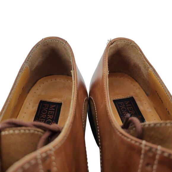 Mercanti Fiorentini Italy Dress Shoes Men 10 Brown Leather Wingtip Derby Oxfords - Picture 10 of 15
